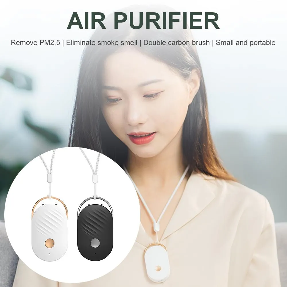 Purifiers USB Mini Portable Negative Ion Air Purifier 200mAh Rechargeable Hanging Neck Airpurifier Remove Smoke Pet Odor No Radiation