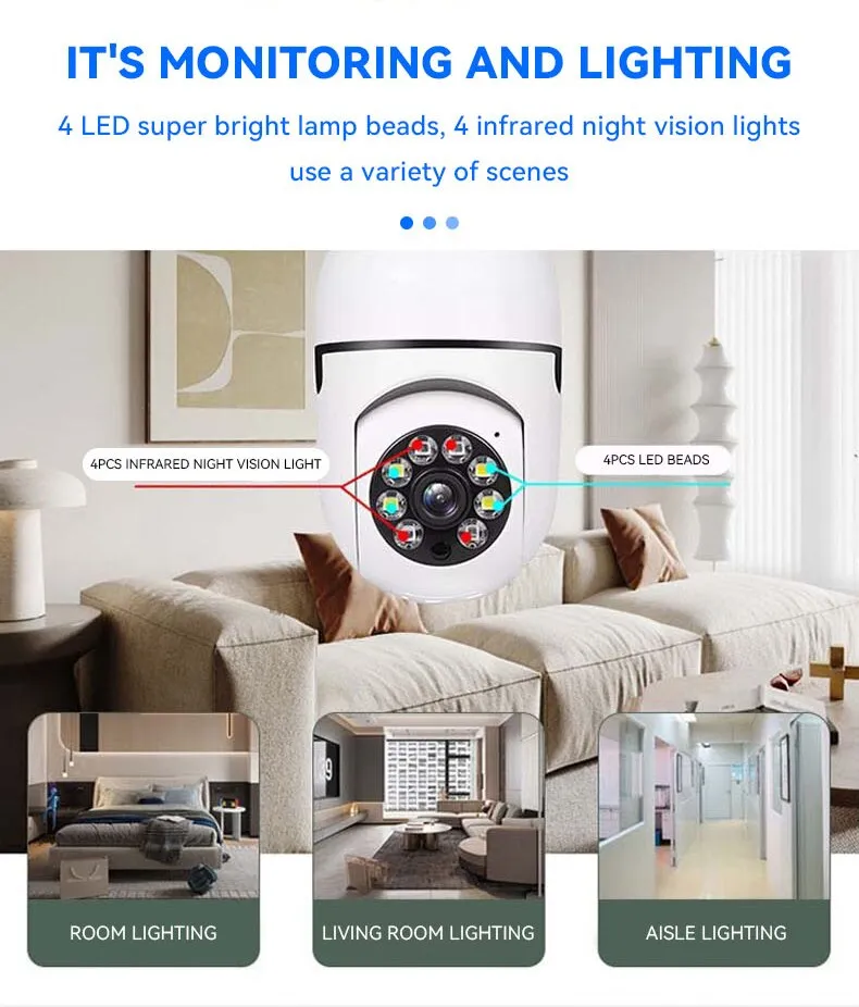 E27 IP Bulb Camera WiFi Baby Monitor 1080P Mini Indoor CCTV Security AI Tracking Audio Video Surveillance Camera Smart Home