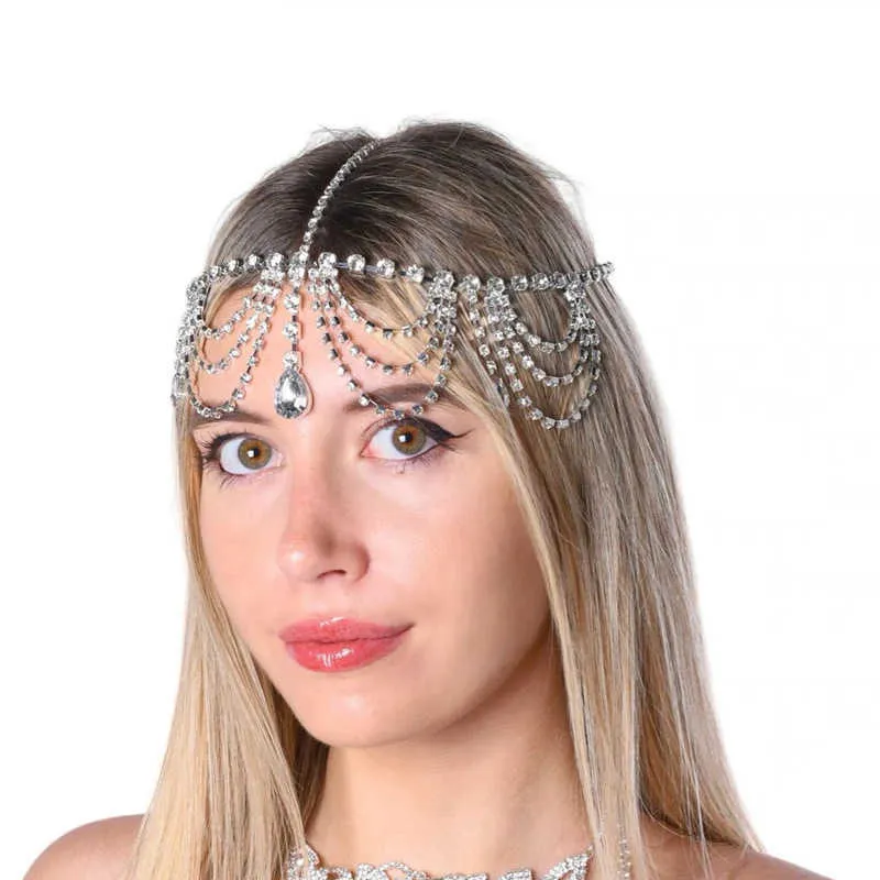 Bling Crystal Hairband Adjustable Hair Clip Hair Pin Chain For Bride Wedding Full Rhinestone Barrette Hairgrip Headband Accessories Head Wear Headdress Jewelry