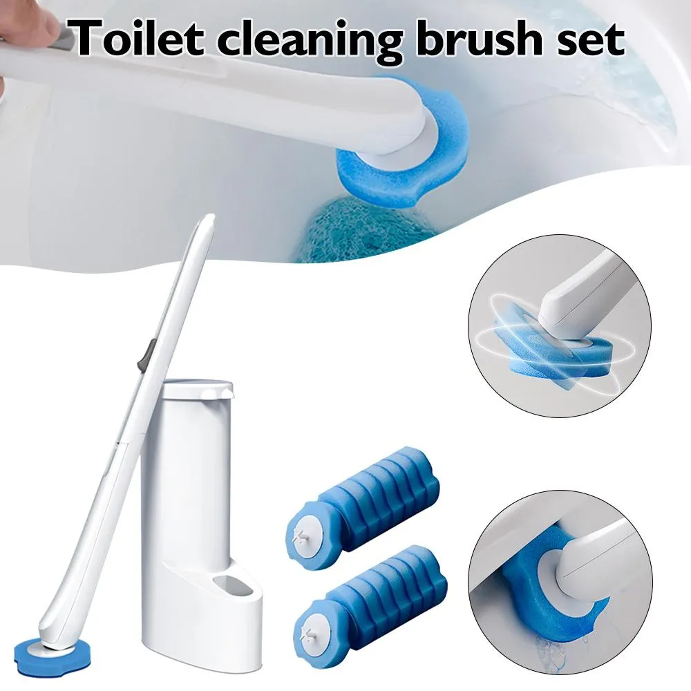Brushes Disposable Toilet Brush Set with 16 Refills Toilet Bowl Cleaning System Bathroom Cleaners with Holder Base TS2