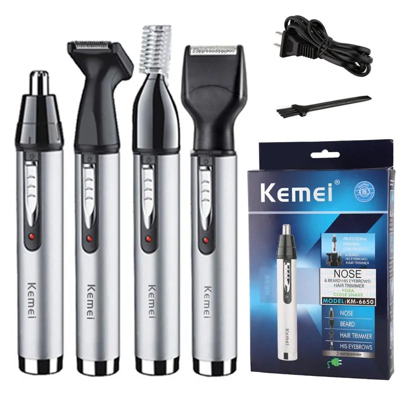 Trimmer Kemei 4in1 Grooming Kit Nose Trimmer Beard Trimer for Men Electric Eyebrow Nose Hair Trimmer Nose and Ears Hine Rechargeable