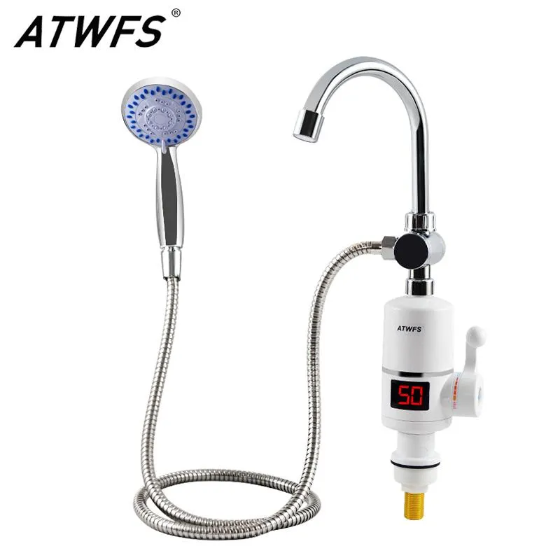 Heaters ATWFS Electric Fast Instant Water Heater Tap Bathroom Heaters Instant Hot Water Shower Faucet Heating With Temperature Display