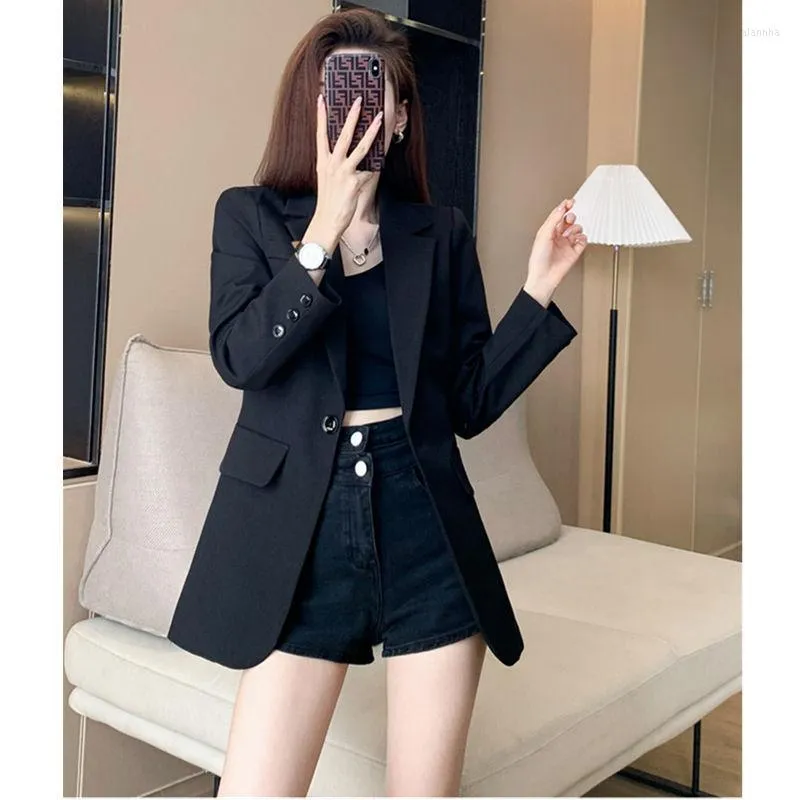 2023 Spring Autumn Korean Casual Womens High Grade Black Suit Dress Jackets For Women With Long Sleeves And Solid Mid Length Hem From Alannha 31.99 DHgate.Com