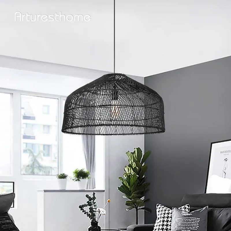 Lampes suspendues ARTURESTHOME abat-jour en rotin tissé plafonniers luminaire suspension pour chambre salon décor intérieur