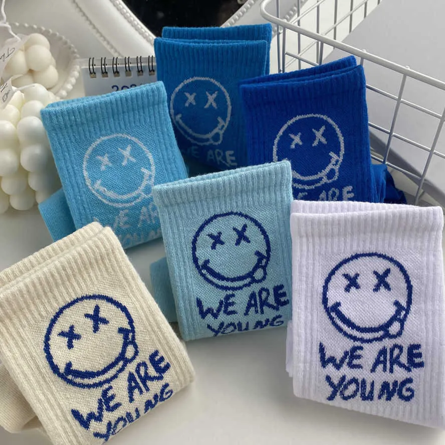 cotton Pattern Compression Man Japanese Cartoon Socks Wholesale Hip Hop Style Breathable Mid Tube Skateboard Letter 5 Pair Soft Long Sock For Women