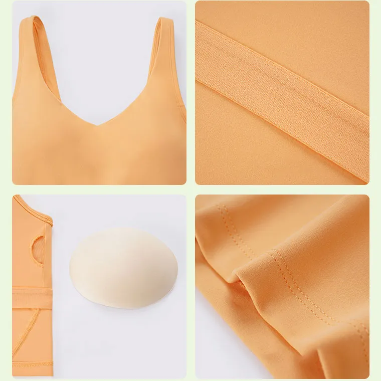 L2054 U Back Women Yoga Bra Tank Tops Soft Fabric Shockproof Sports Bra Shirts Fitness Vest Top Sexy Underwear Solid Color Gym Clothes with Removable Cups