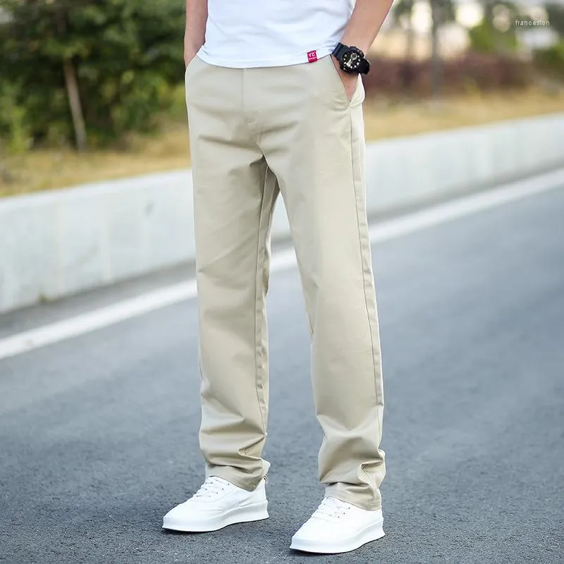 Pantaloni da uomo Cotone Casual Uomo Informale Allentato Grigio Nero Estate Dritto Pantaloni lunghi vintage Abiti uomo larghi 2023