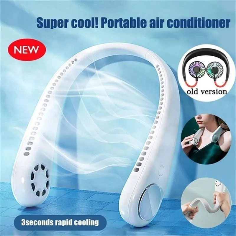 Fans 6 Types Summer Air Cooling Neck Fan Leafless Hanging Neck Fan Bladeless Ventilator USB Rechargeable Neckband Fans Air Cooler