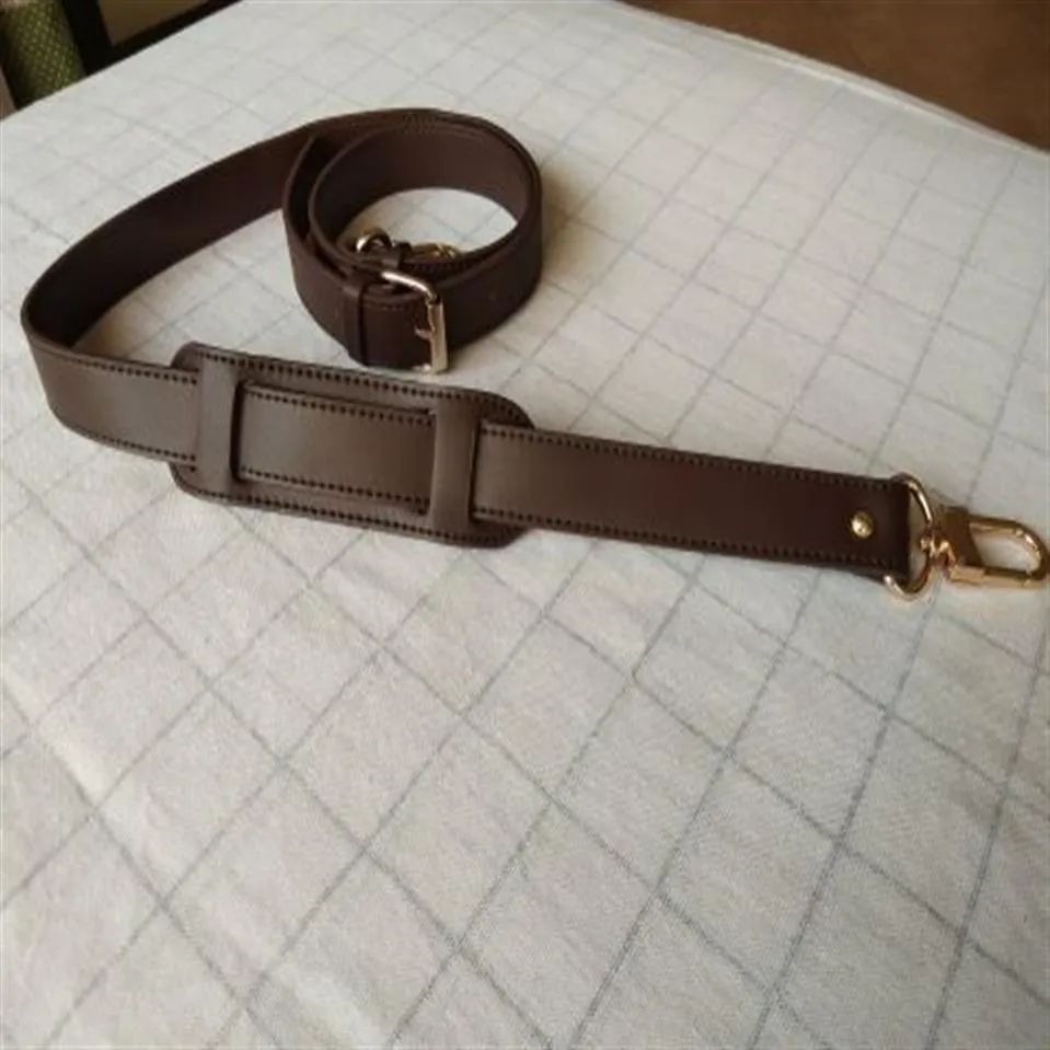 2 5 cm bred crossbody -rem ersättning justerbar väska tillbehör guld hårdvara riktig läder brun färg241w