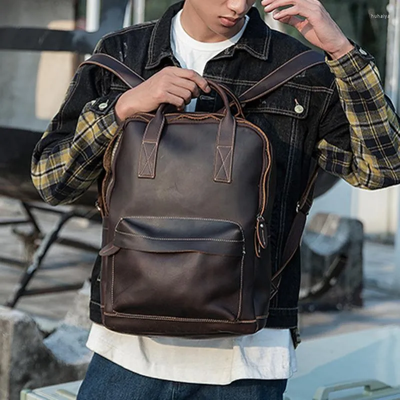 Backpack Handmade Cowhide Men s Business Casual Handbag Japan And South Korea Trendy Leather Large Capacity Trave