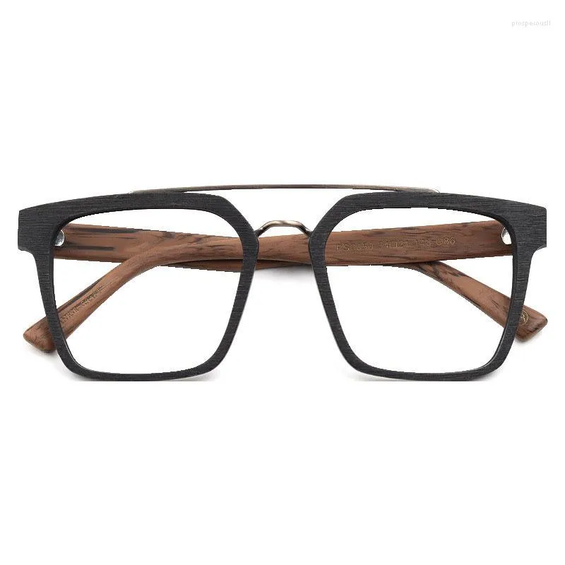 Occhiali da sole Frames 2023 Wood Grain Acetato Double Beam Eyewear Japan Style Vinatge Occhiali da lettura di grandi dimensioni Occhiali da vista per uomo Occhiali da vista