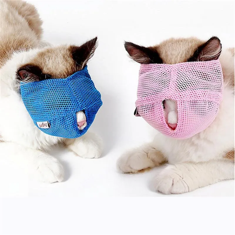 Grooming Pet Cats Anti Bite Muzzles Breathable Mesh Cat Travel Tool Bath Beauty Grooming Supplies Cat Bathing Bag Pet Cat Muzzle Procucts