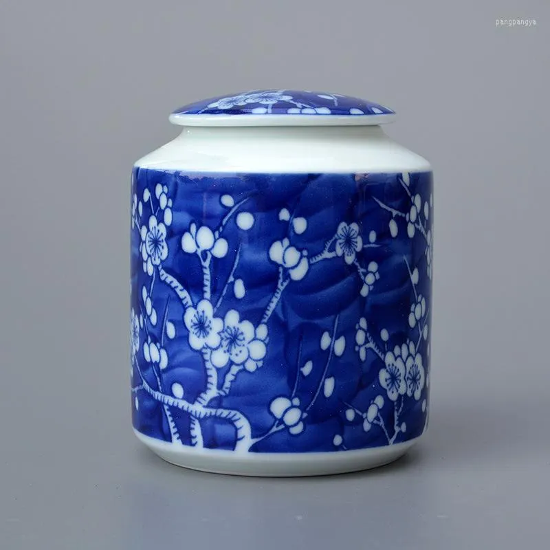 Storage Bottles Blue And White Porcelain Jar Ceramic Tea Candy Sealed Box Household Coffee Bean Powder Bottle