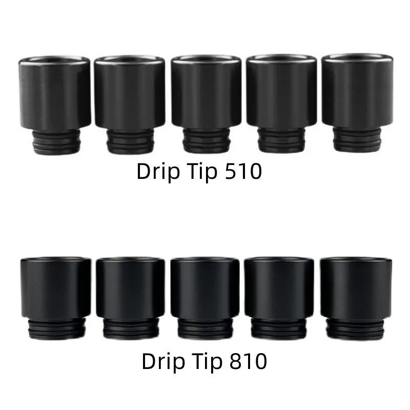 Wholesale 1000pcs/lot 810 510 pom drip tip Mouthpiece opp package Black Color