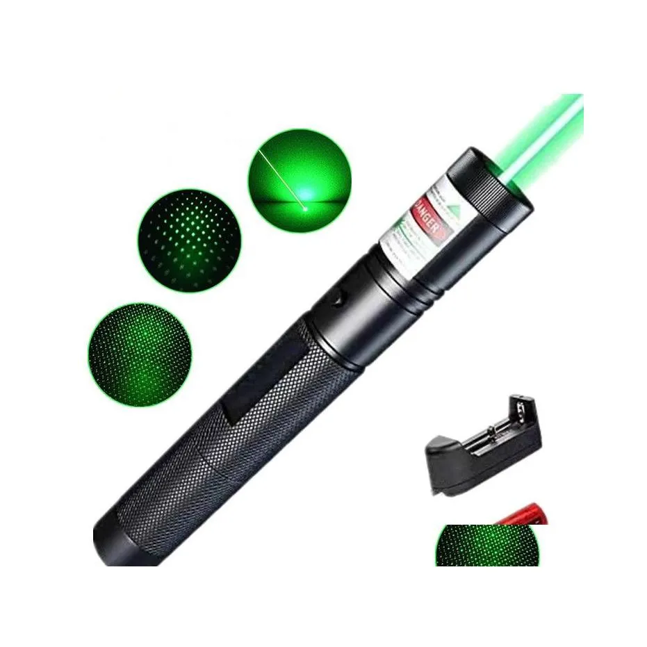 Laser Pointers 303 Green Pen 532Nm Adjustable Focus Battery And Charger Eu Us Vc081 0.5W Sysr Drop Delivery Electronics Gadgets Dhogq