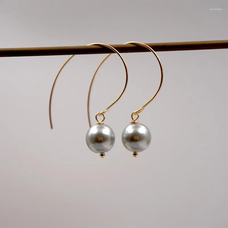 Dangle Earrings Minar Classic White Grey Round Simulated Pearl Hook Earring Gold Plating Metal Big Drop For Women Wholesale Jewelry