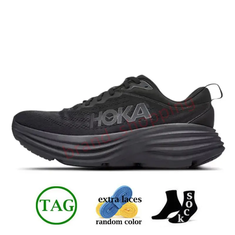 Hoka Bondi 8 Sneakers Shoes Hokas ONE Clifton 8 9 Black White Shock