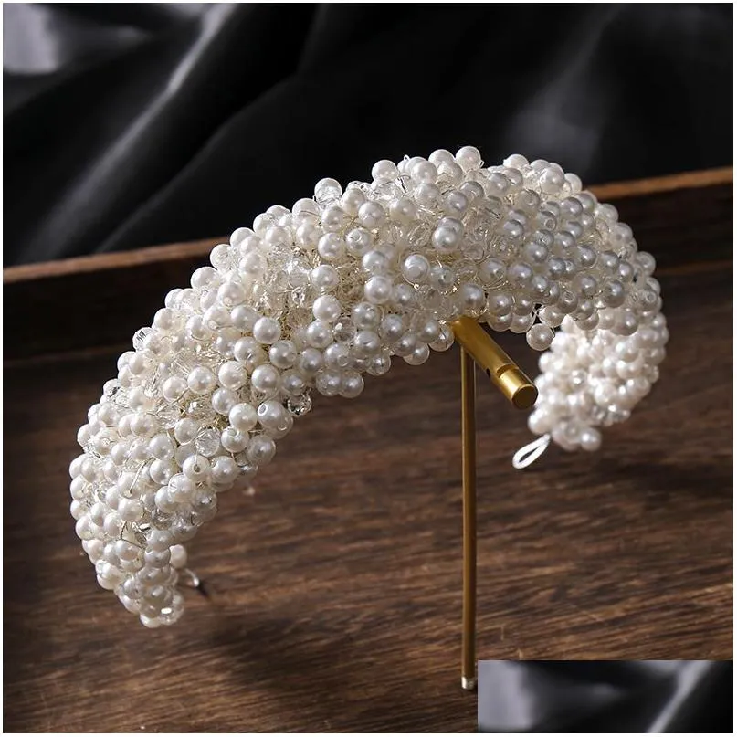 Gioielli per capelli Lusso Fl Perle Crystal Sier Colore Fasce per la sposa Donna Diademi Viti Fasce Accessori fatti a mano D Dhgarden Dhvgp