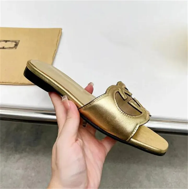 2023 Women Multicolor Flat Slippers Sandals With 2 Straps Lady Fashion Metal Buckle Beach Slides lace-up Scuffs For Summer 35-43