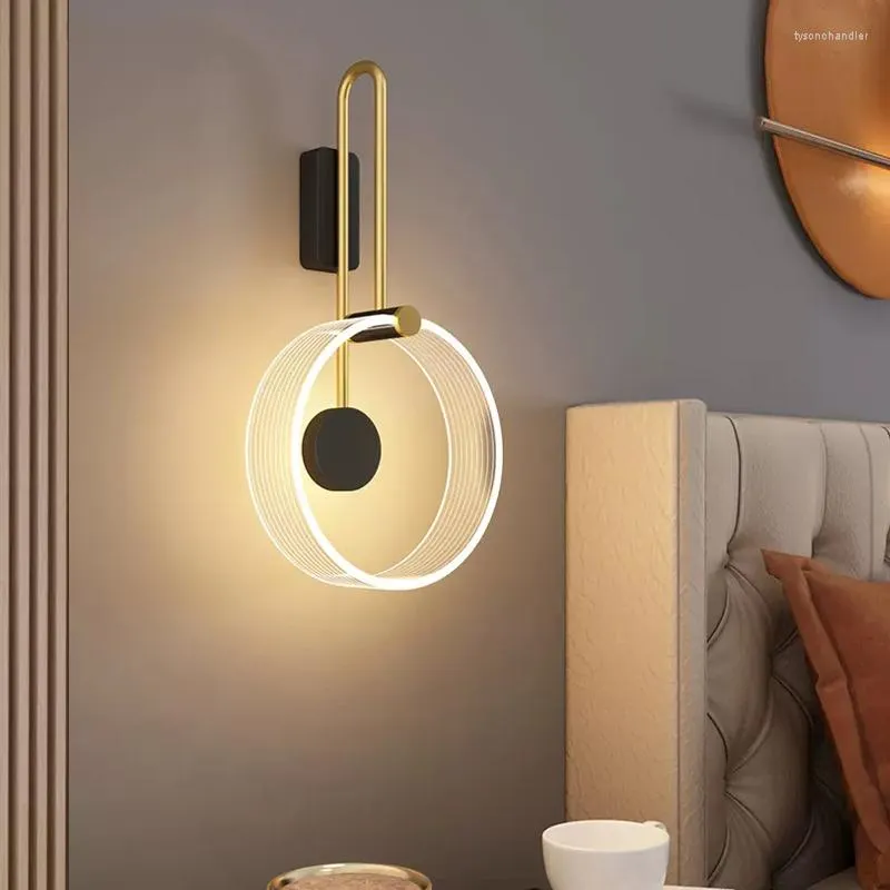 Wall Lamps Modern LED Lamp Silicone Black White 220V Inner And Outer Ring Lighting Sconce Bedroom Bar Living Room Bedside Fixture