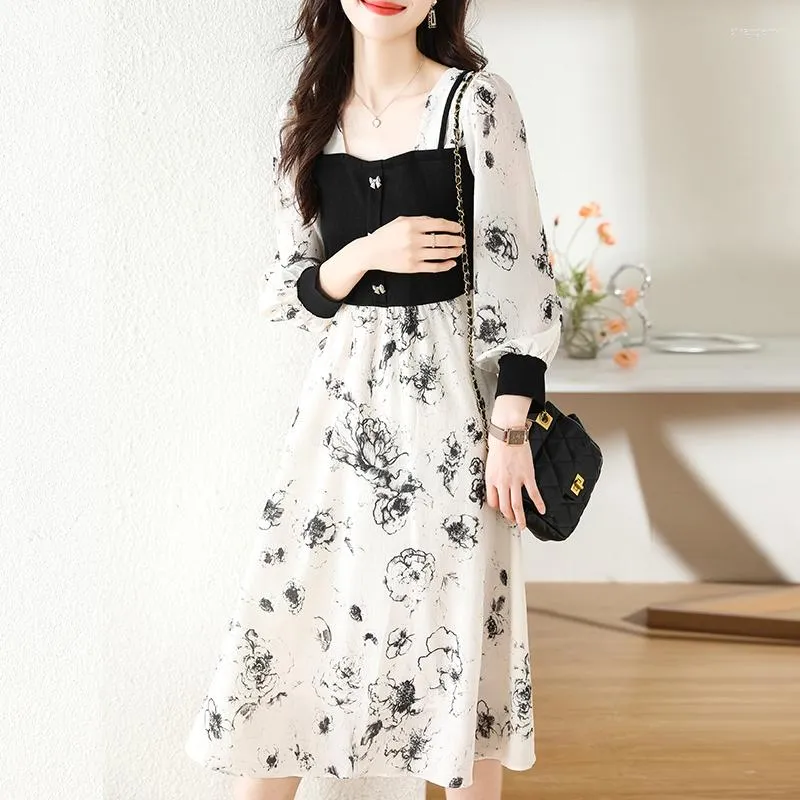 Party Dresses Fairy Elegent Woman Female Spring 2023 Long Sleeve Top Fashion Temperament Socialite Autumn Wear Skirt Dress