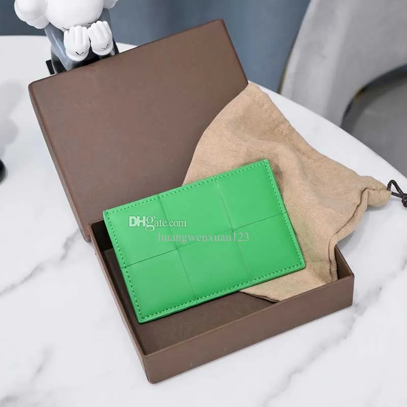 Toppkvalitet Lyx Designer korthållare män kvinnor mini plånbok 5A Äkta läder Kortfodral vävda plånböcker koreansk version kreditväska