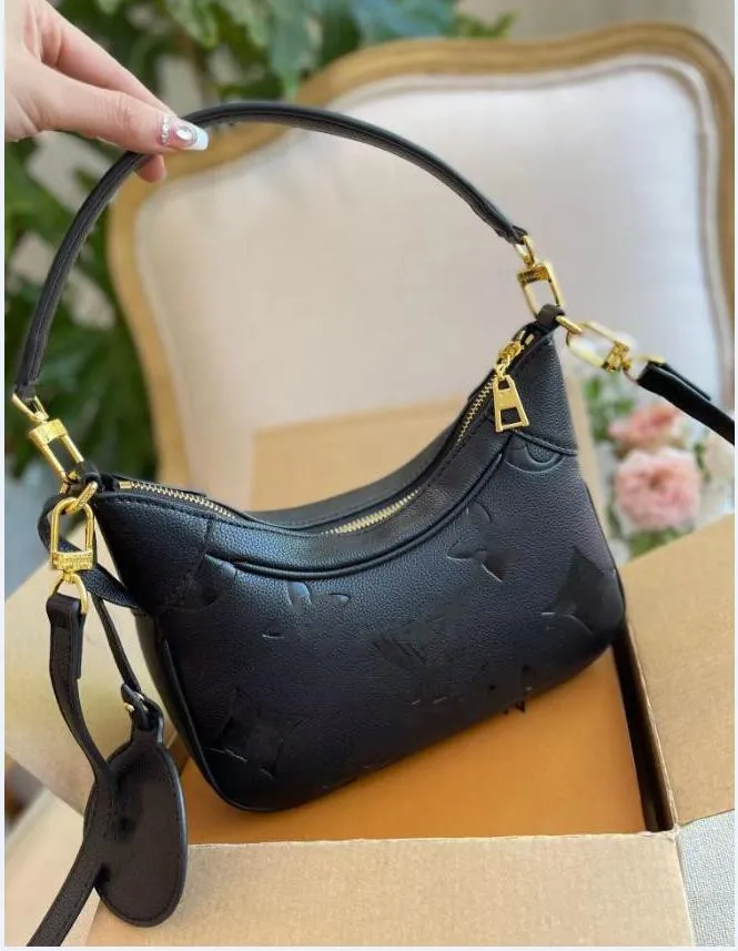 BAGATELLE Umhängetaschen Handtaschen Unterarmstreu Hobo Bag Geprägte Umhängetasche Damen Lady Geldbörsen M46112 SCHWARZ