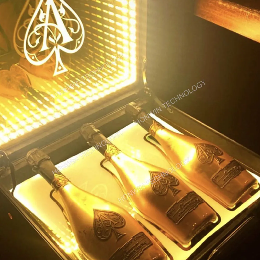 LED Champagne Bottle Display: Elevate Bar Presentation