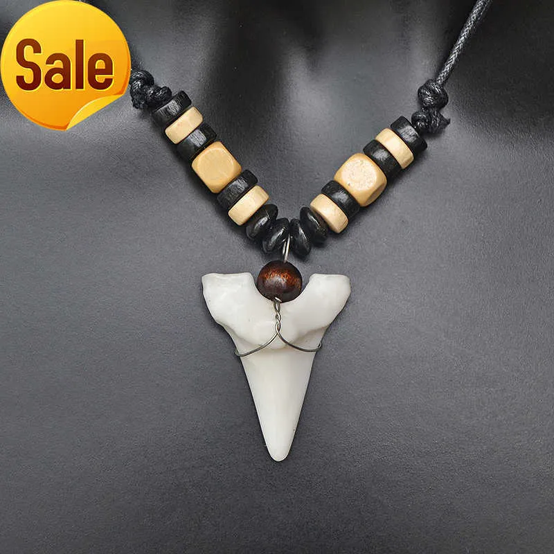 FY002 Hawaii Surfer smycken handgjorda imitationshaj tänder hänge Nya Zeeland Maori Tribal Bone Choker Women's Men's Necklace