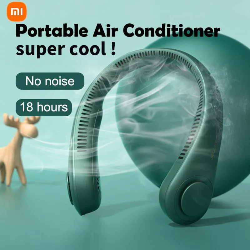 Fans Xiaomi New Hanging Neck Fan USB Rechargeable 4000mAh Portable Summer Air Cooling Bladeless Fan Outdoor Sports Travel Wearable