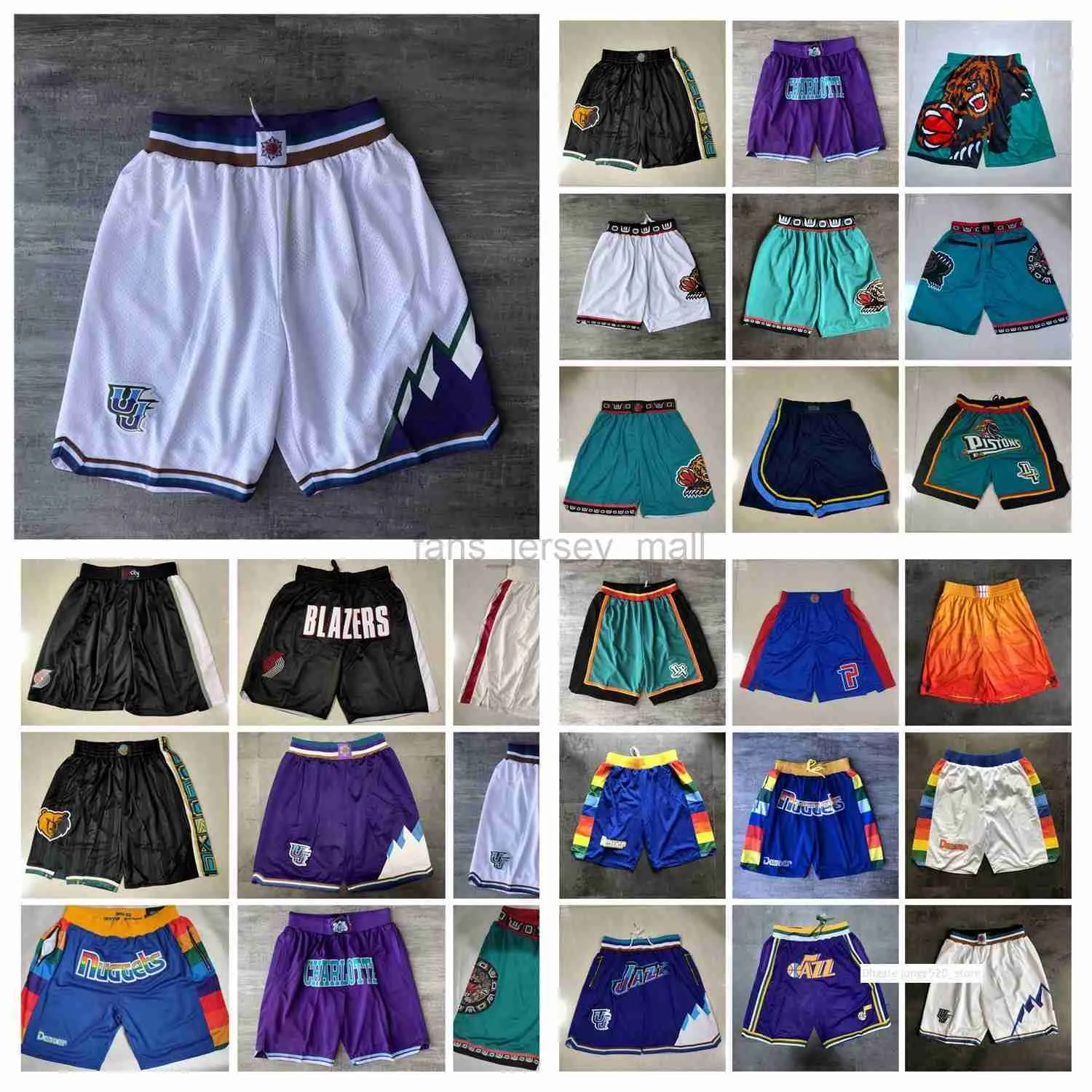 Pantaloncini da basket della squadra Just Don Snow Mountain Edition Indossa pantaloni sportivi con pantaloni sportivi con cerniera tascabile Hip Pop Nero Viola Bianco Blu Arancione Corto