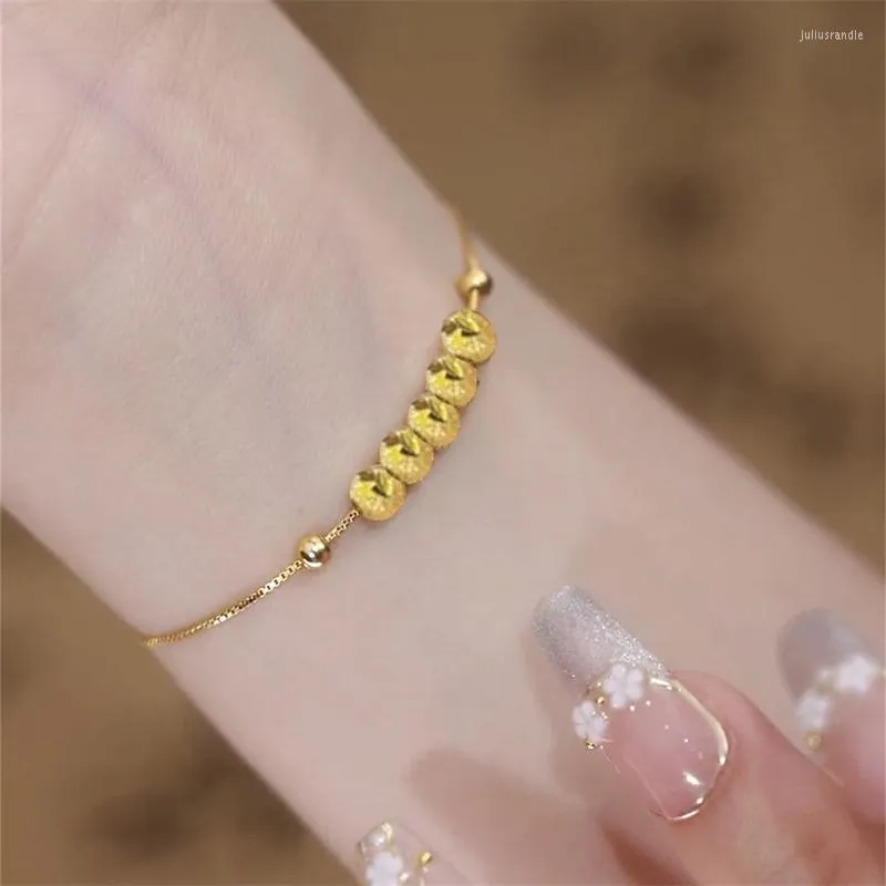 Link Armbänder Koreanische Gold Farbe Ball Charme Minimalistischen Transfer Perlen Armband Für Frauen Mädchen Mode Schmuck Zubehör Geschenk