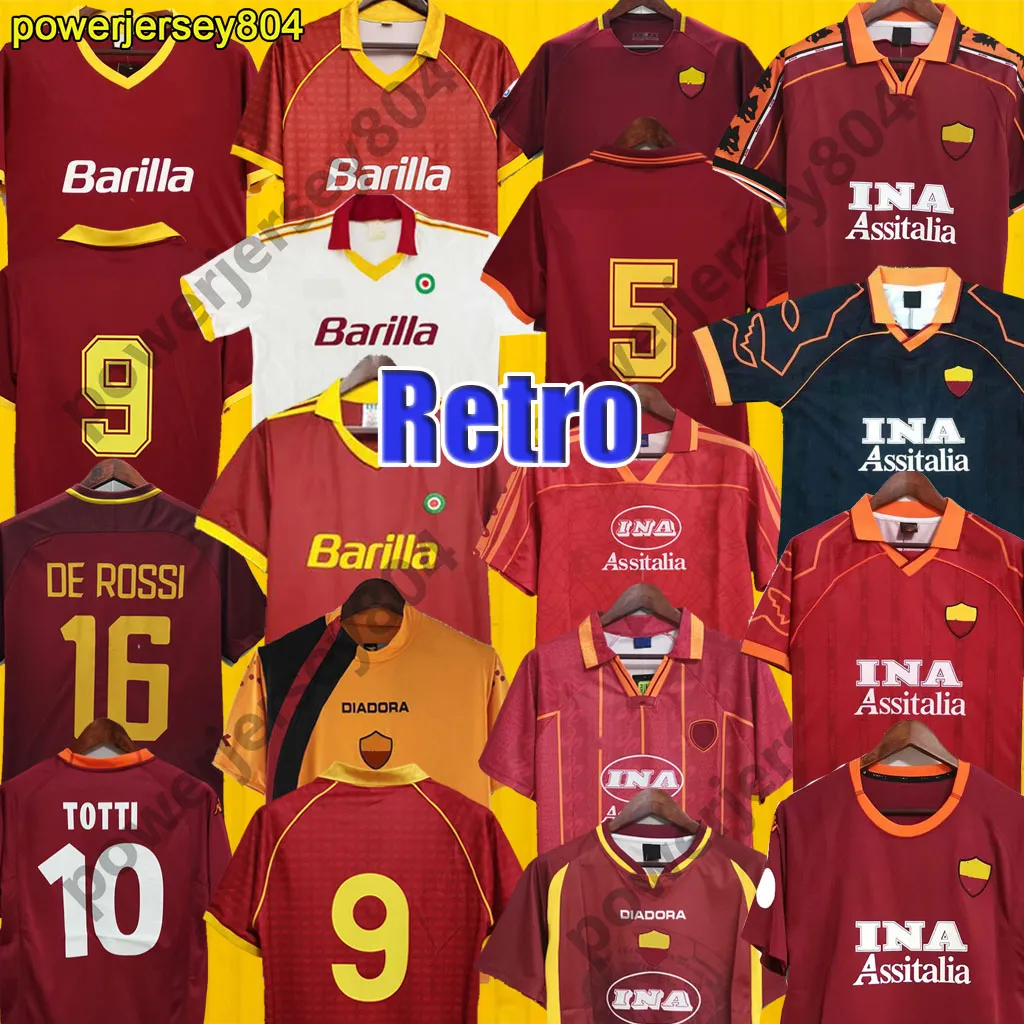 00 01 02 romas maillots de football rétro TOTTI maillot de football 89 90 91 92 94 95 96 98 99 maillot BATISTUTA maillots de football vintage