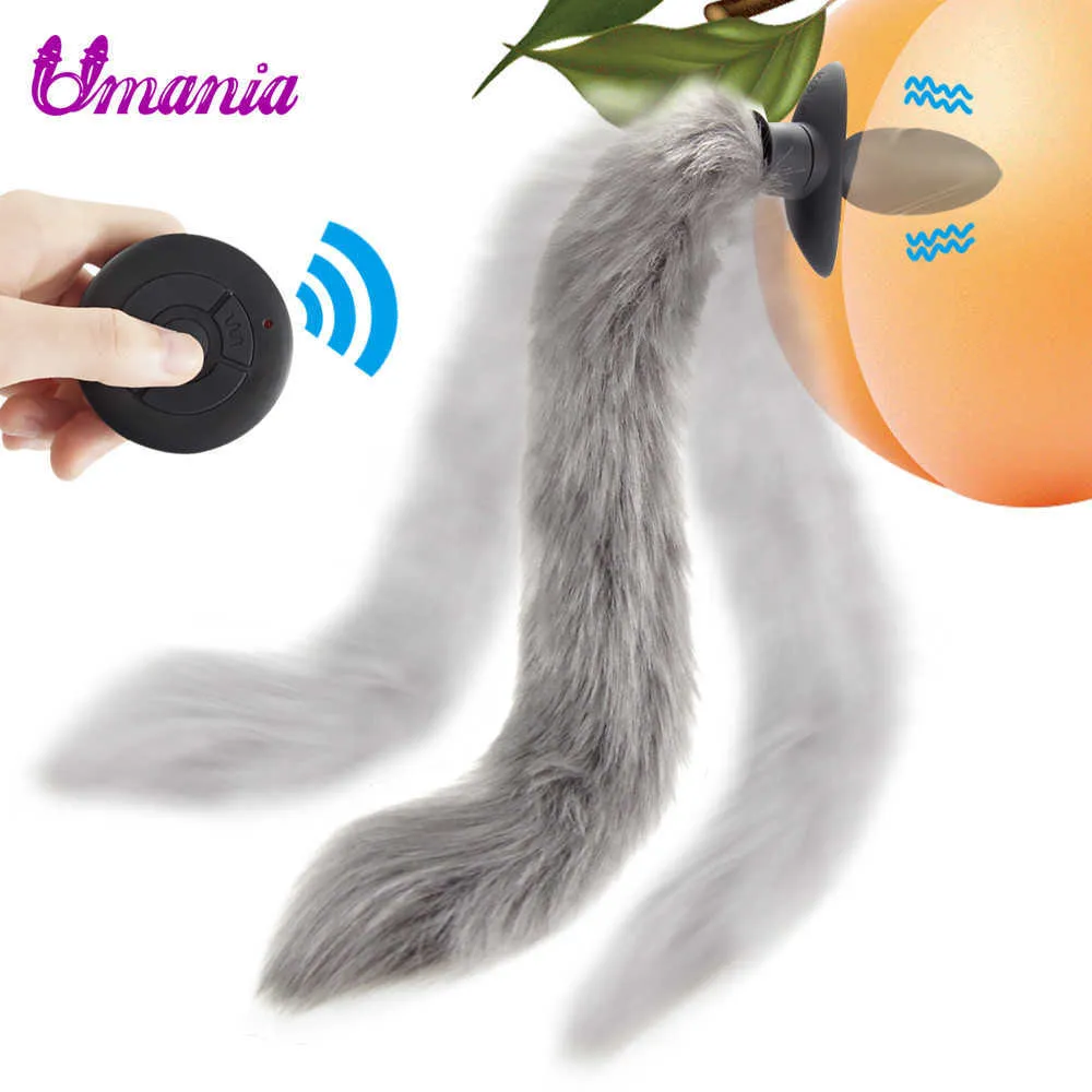 Fox Tail Wireless Remote Anal Toys Silicone Fake Furry Butt Flirt Anus Plug Vuxen Sexprodukter för par