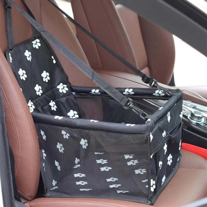 Carrier Travel Pet Dog Car Carrier Seat Bag for dogs in the car Safety Pet Transport print paw Car Folding Hammock autogamic for dogs
