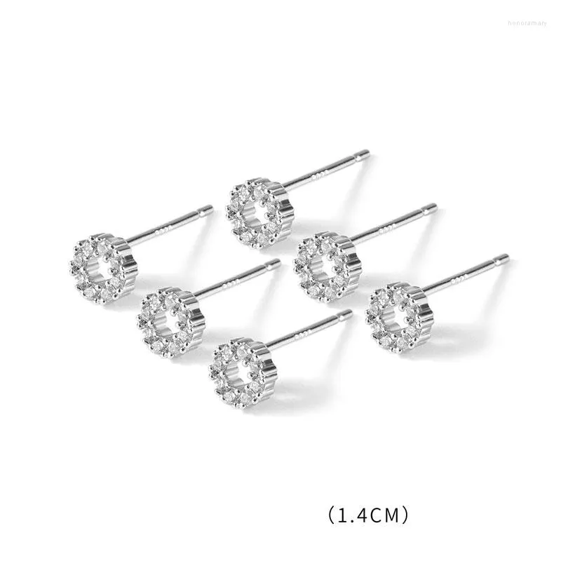 Orecchini a bottone Moda coreana Cz Ear Studs Cartilagine Orecchino per le donne Argento placcato Zircone Piccoli set Gioielli piercing Regalo