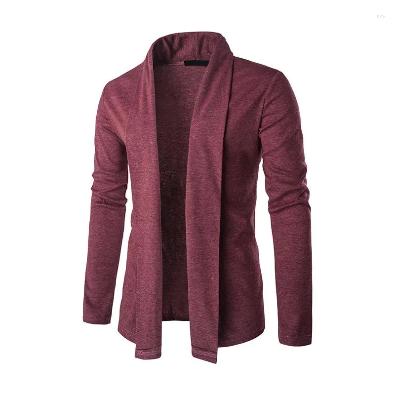 Pulls homme LUCLESAM pull Cardigan sans bouton homme vin rouge tricoté vestes automne et hiver mode basique homme tricots