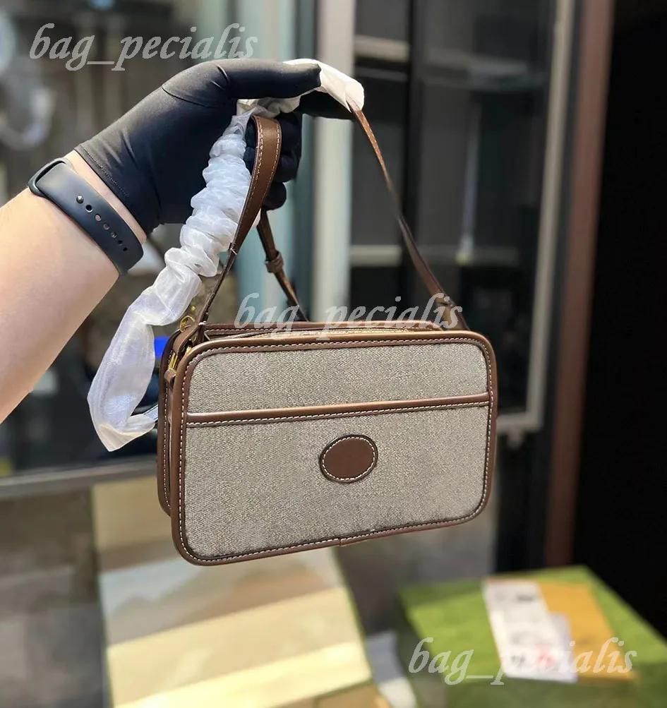 Luxurys Tasarımcı Çanta Crossbody Bag Vintage Tasarımcı Çanta Kadın Çanta Kamera Tarzı Çantası Lüks Bej Tuval Çantalar Deri Debriyaj Moda Omuz Çantası