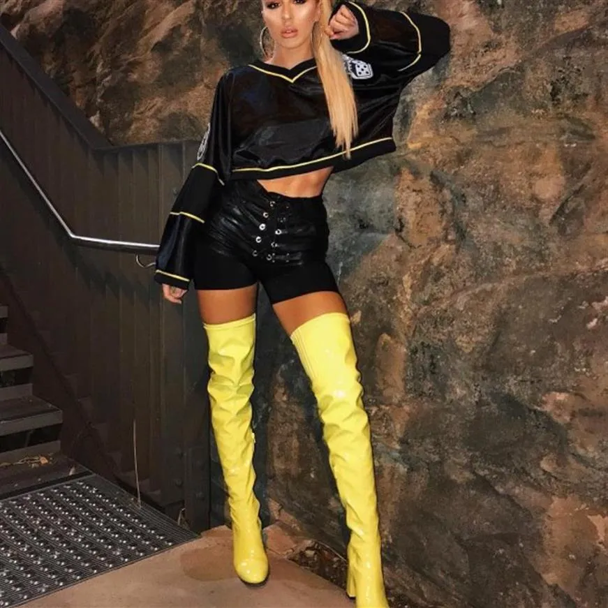Yellow patent leather boots new arrivals