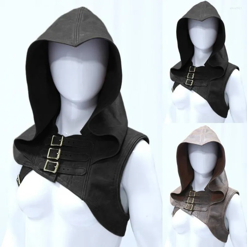 Män jackor cool cowl hood unisex vindsäker män kvinnor solida färg spännen hatt sjal cosplay