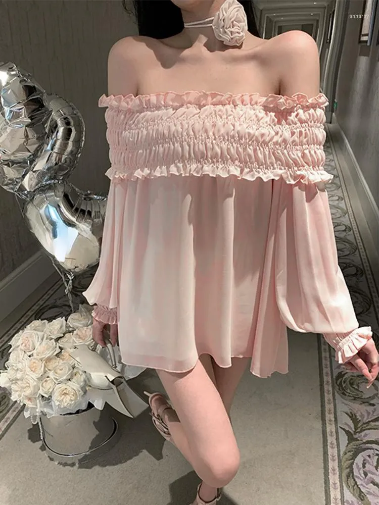 Casual jurken 2023 zomer chiffon y2k mini jurk dames mouwloze strapless elegant strandkantoor dame één stuk Koreaans chic