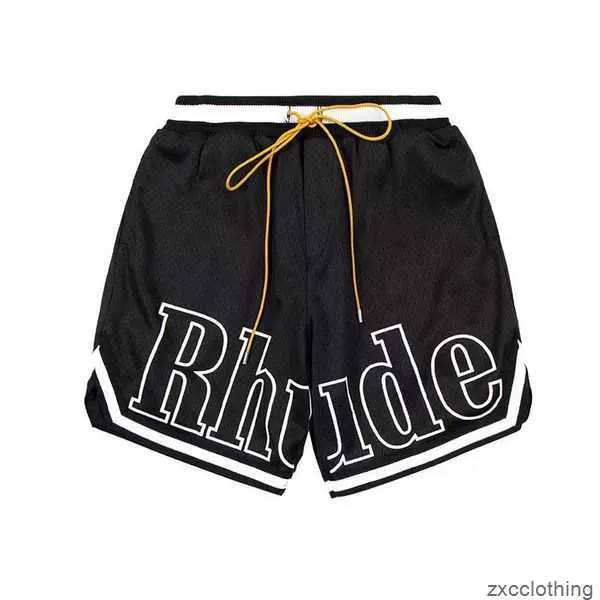 Rhude Mens Mesh Shorts Moda Uomo Donna Casual Riflettente Skateboard Hip Hop Beach Pocket Bordo bianco di alta qualità Short Asian Size XHMC