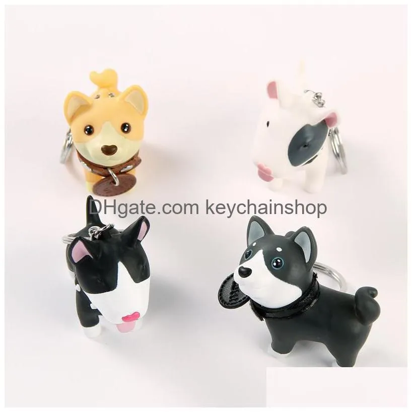 Keychains Bolyards Creative Puppy Keychain Gift Backpack Pinging Key Pingente para a família e amigos Dog Anel com caixa de 12 estilos D DHB10