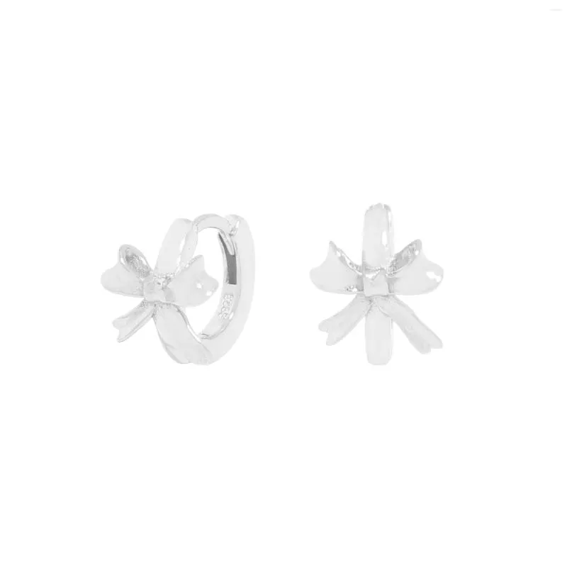 Boucles d'oreilles créoles en argent sterling 925 petit et design de luxe sens minimal géométrique polyvalent noeud papillon texture féminine