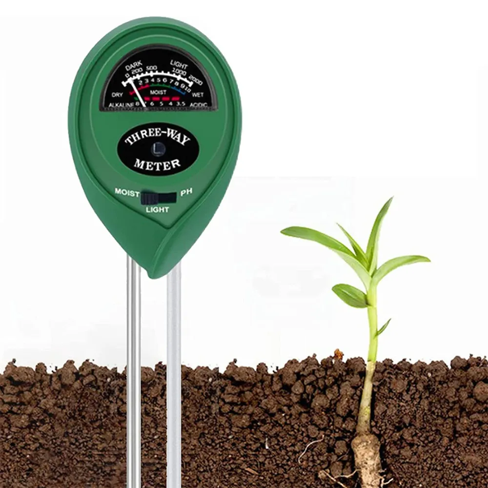 100 pcs/lot nouveau 3 en 1 sol PH mètre et capteur d'humidité testeur de compteur pour plantes d'intérieur extérieures jardins herbe pelouse