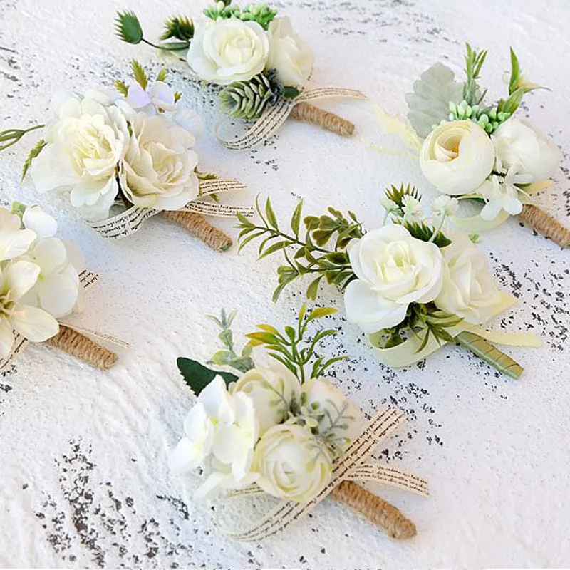 Soie artificielle Corsage broche broche fleur boutonniere Mariage femmes hommes boutonniere boutonniere marie mariee Mariage fete decor