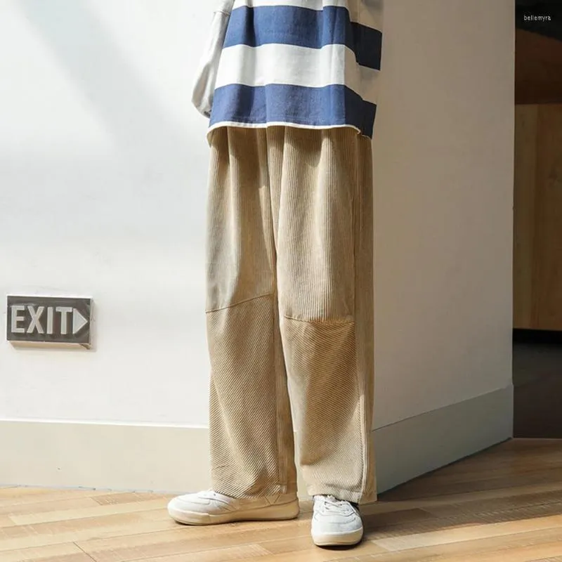 Pantaloni da uomo Casual Velluto a coste Lavabile Vita elastica Maschile Vestibilità rilassata Baggy Uomo Streetwear