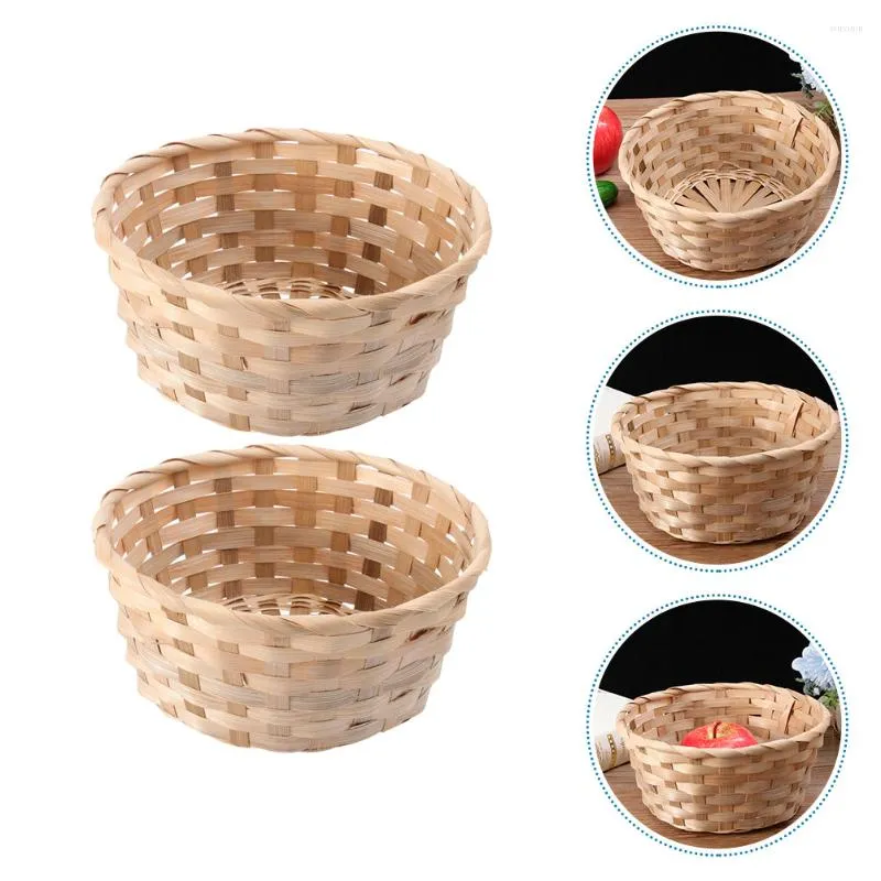 Brocada de presente 2 PCs Pet Treat Basket Flor Girl Baskets Egg Colete a bandeja de vime de bambu de frutas rurais