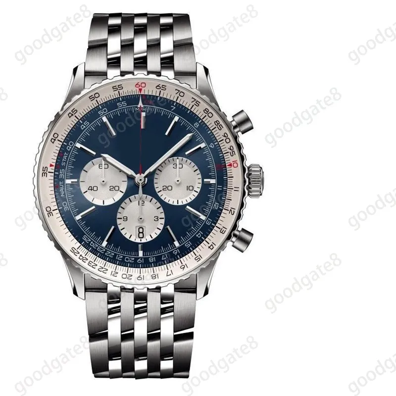 أزياء Navitimer Sapphire Watch Designer MM مقاوم للماء Orologi Men Super Luminous Leather Strap B Perfect Watches High es