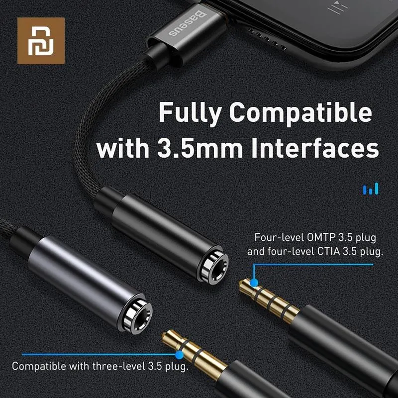 Connecteurs BaseUS Éclairage à 3,5 mm Adaptateur audio Câble pour iPhone 11 Pro XS XR 8 7 Jack Aux Adaptateur AUX EARPHone Adaptateur